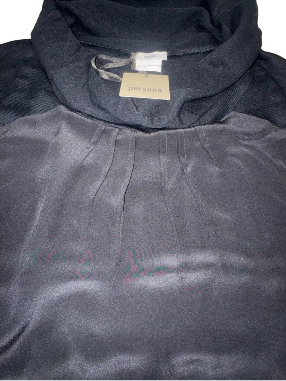 Persona Marina Rinaldi Dress L Black 100% Silk Wool Cashmere Cowl NWT $415 - Picture 10 of 14